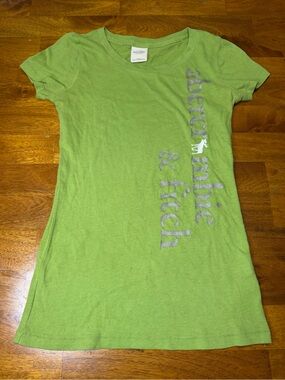 Abercrombie & Fitch Womens Small Green Logo Graphic T Shirt Y2K Moose Tee